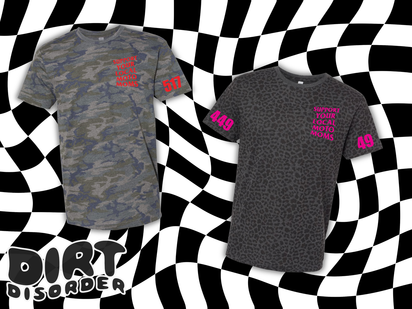 SUPPORT YOUR LOCAL MOTO MOMS LEOPARD/CAMO T-SHIRT