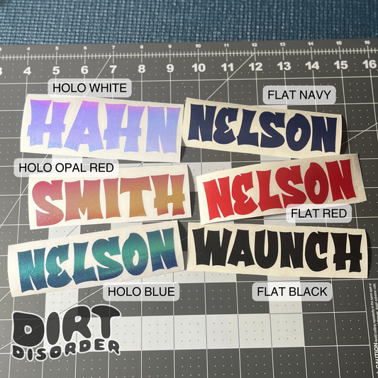 CUSTOM NAME DECALS (2 PACK)