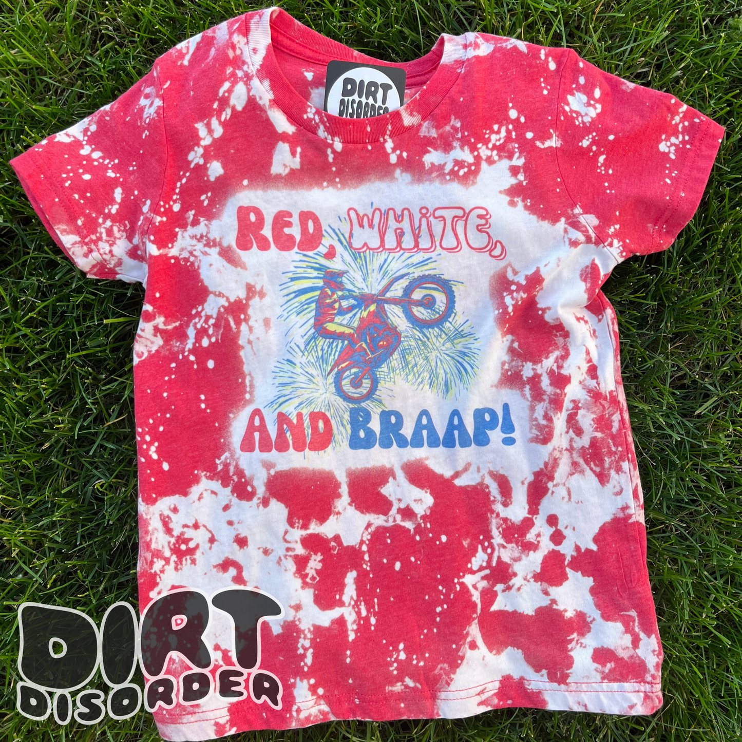 RED, WHITE & BRAAP BLEACHED T-SHIRT