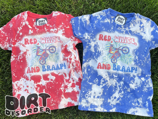 RED, WHITE & BRAAP BLEACHED T-SHIRT