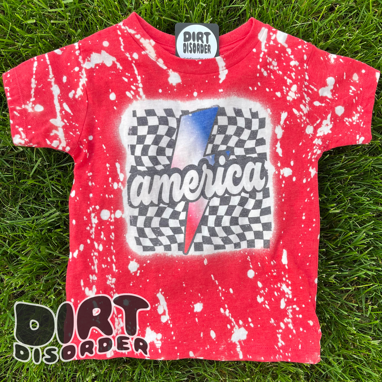 AMERICA CHECKER BLEACHED T-SHIRT (YOUTH & ADULT)