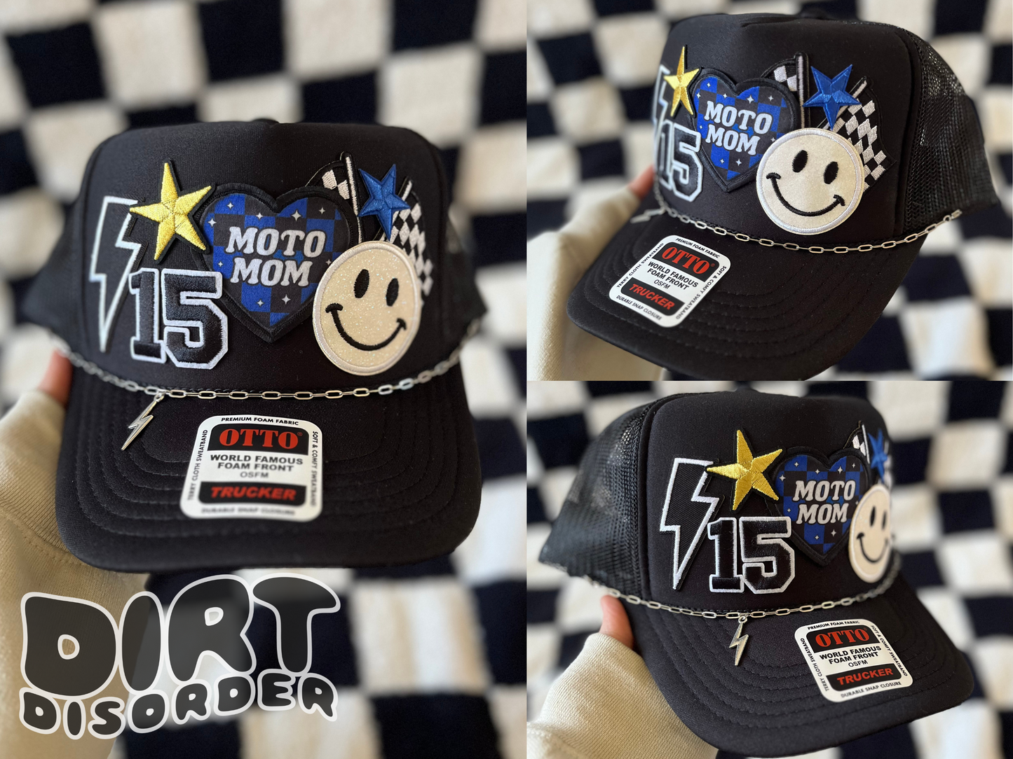 MOTO MOM CUSTOM PATCH TRUCKER HAT