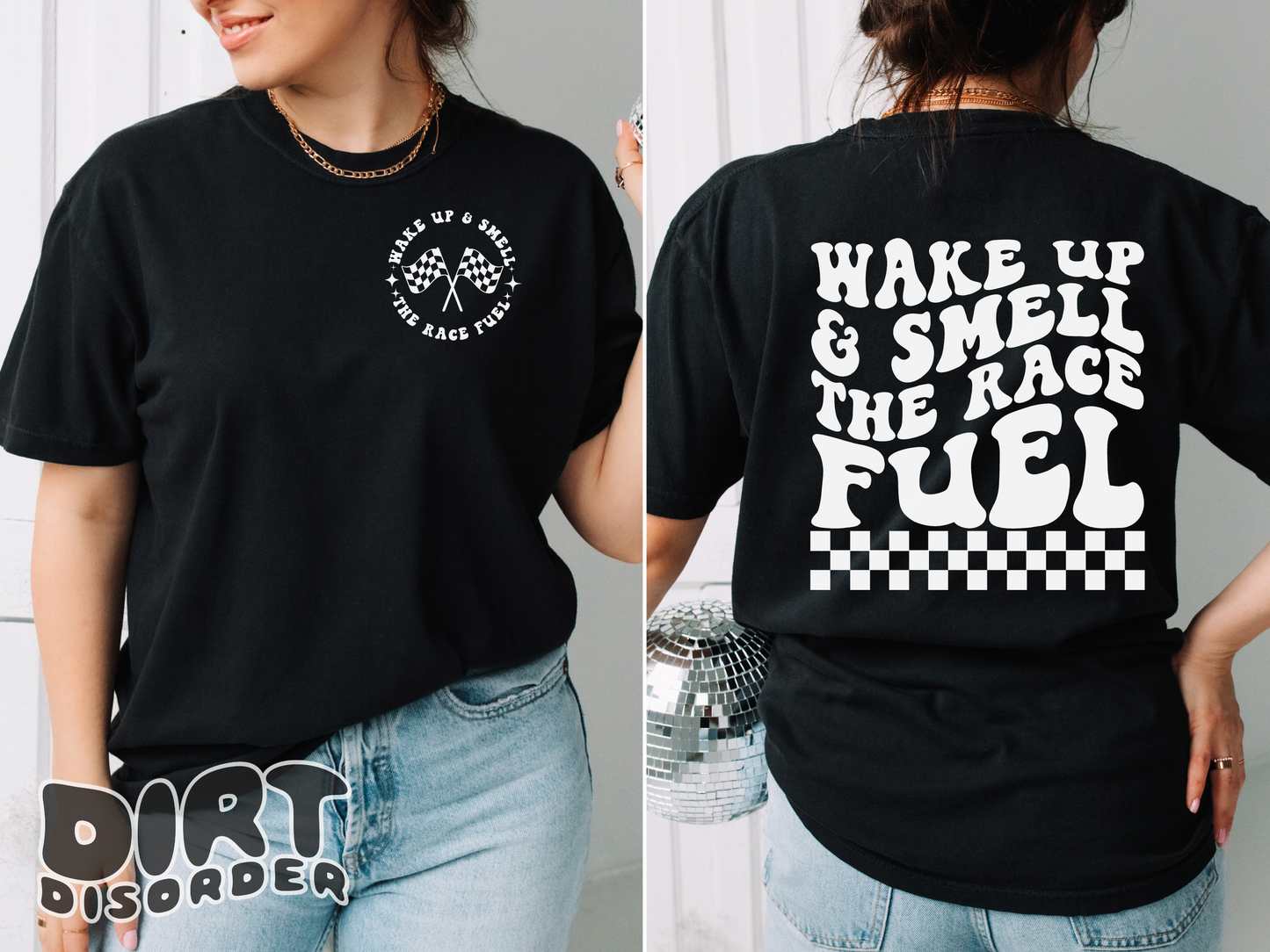 WAKE UP & SMELL THE RACE FUEL T-SHIRT *ADULT*