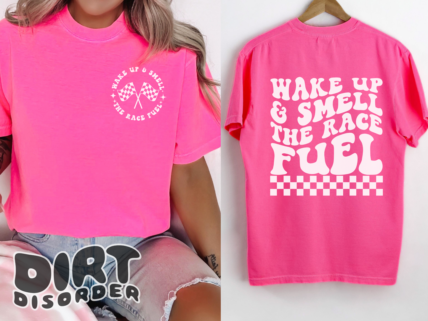 WAKE UP & SMELL THE RACE FUEL T-SHIRT *ADULT*