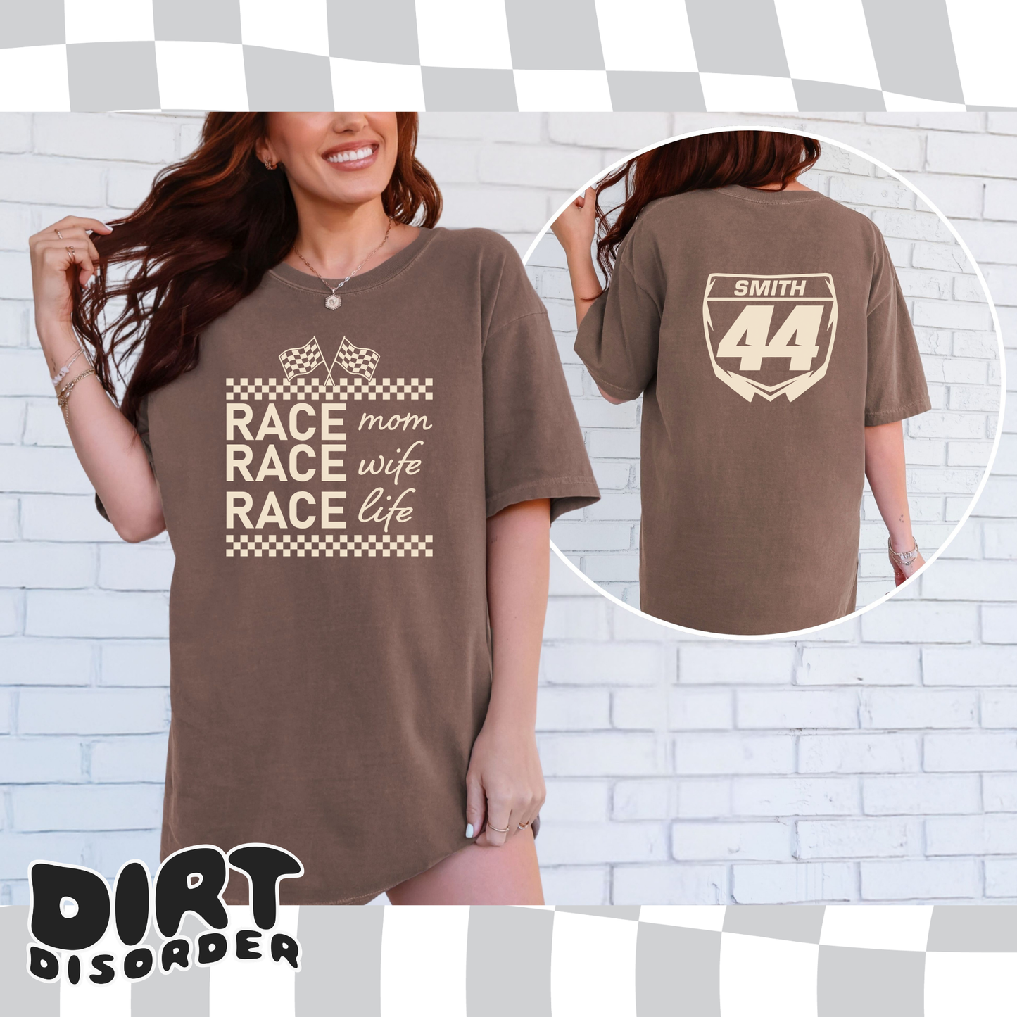RACE MOM RACE WIFE RACE LIFE CUSTOM T-SHIRT
