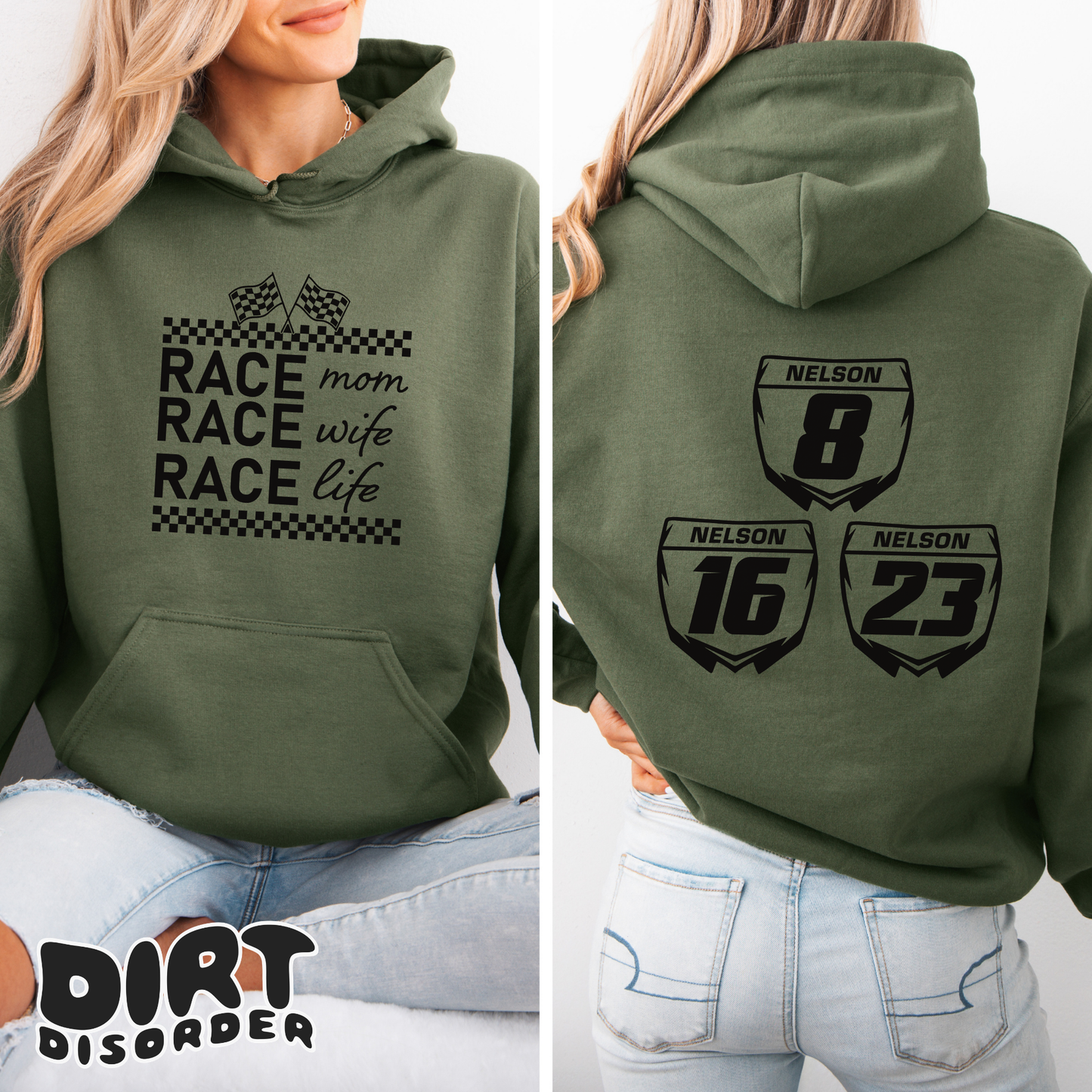RACE MOM RACE WIFE RACE LIFE CUSTOM SWEATSHIRT