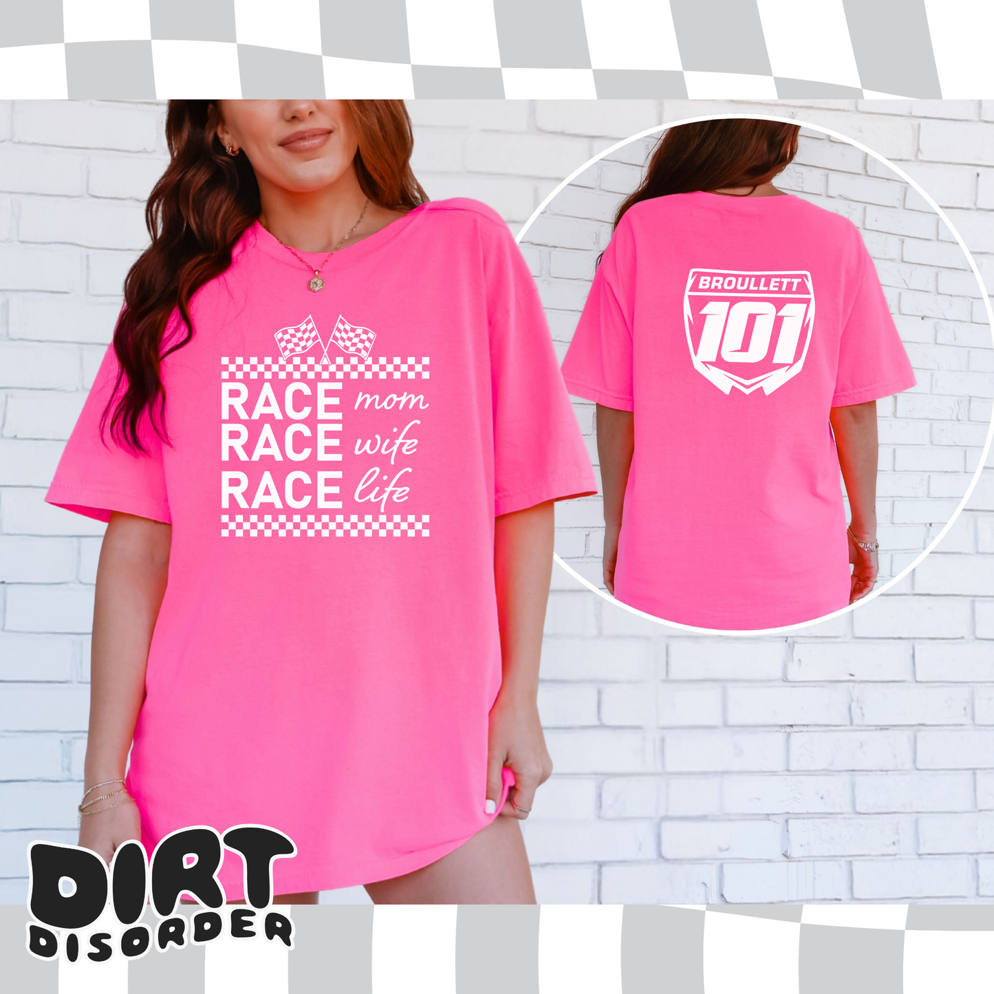 RACE MOM RACE WIFE RACE LIFE CUSTOM T-SHIRT