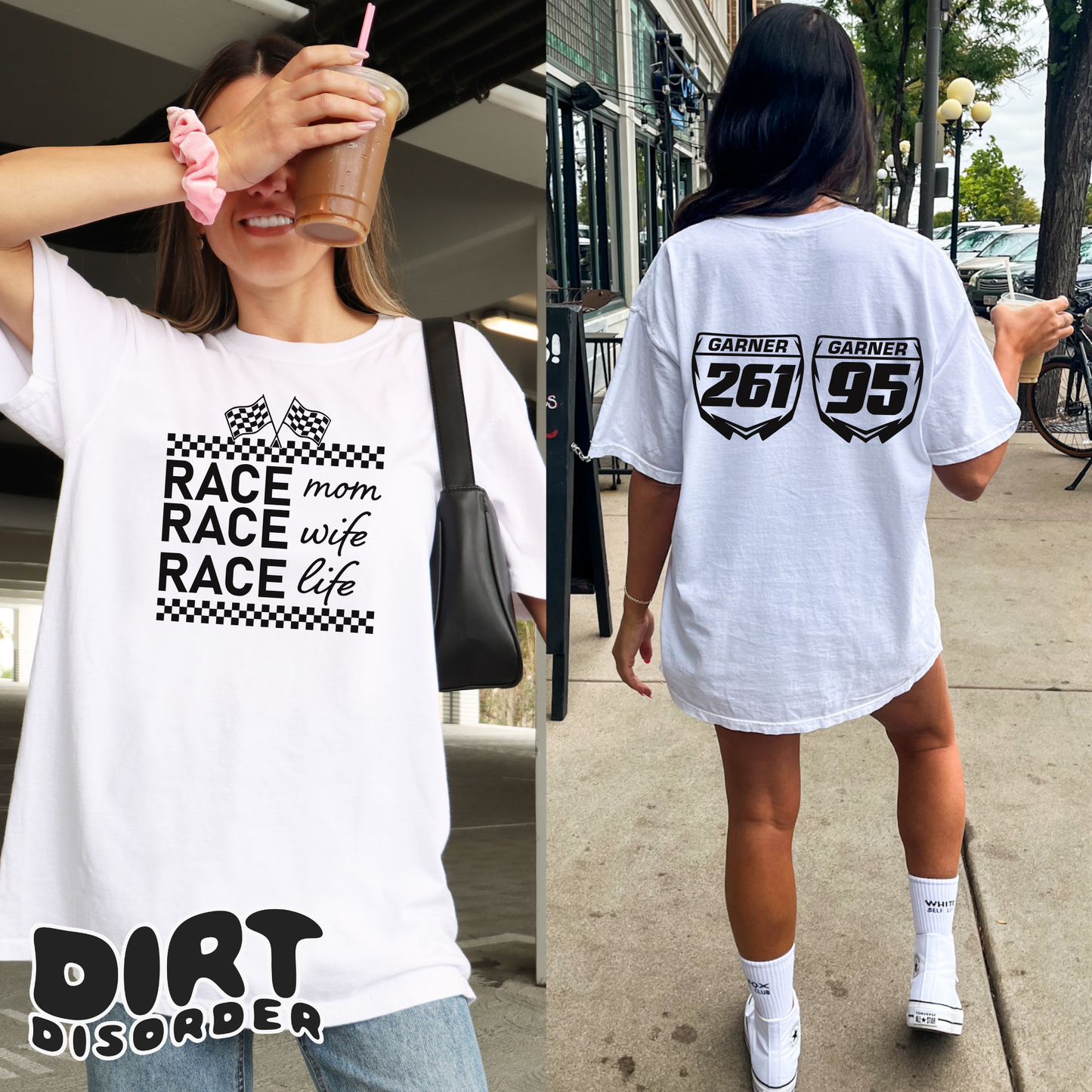 RACE MOM RACE WIFE RACE LIFE CUSTOM T-SHIRT